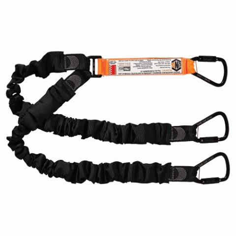 LINQ WEBBING LANYARD ELASTIC DBL LEG; 3 X TRIPLE ACTION KARABINER
